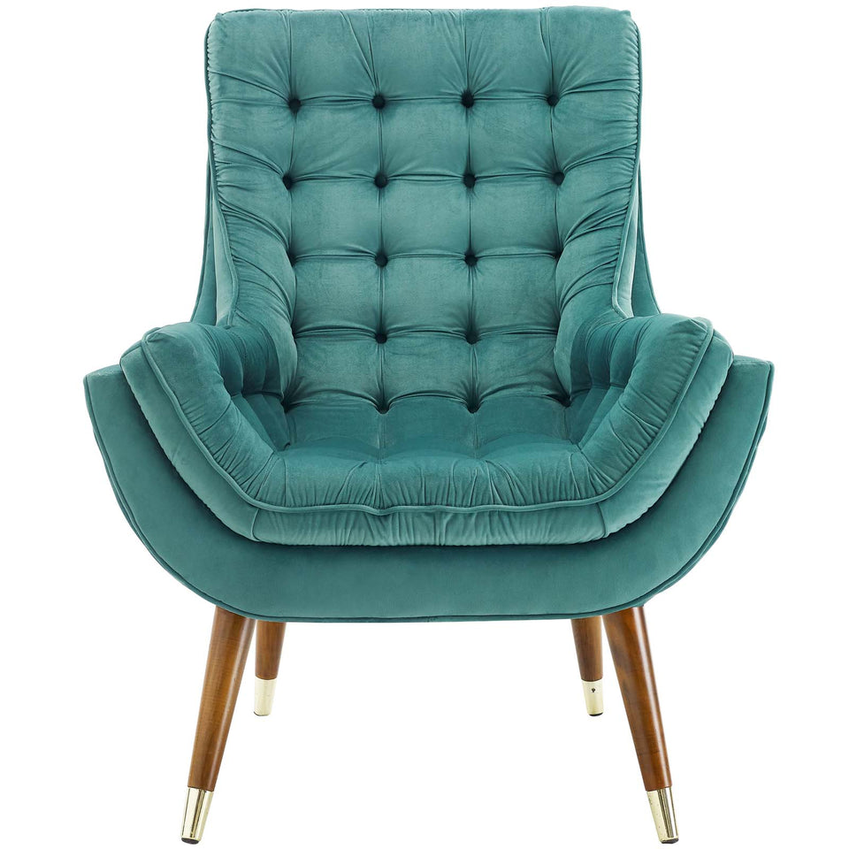 Suggest Button Tufted Performance Velvet Lounge Chair.