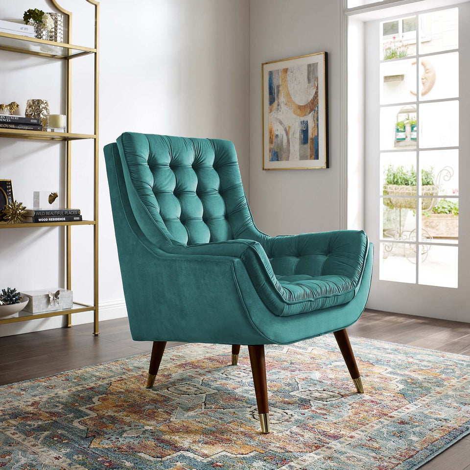 Suggest Button Tufted Performance Velvet Lounge Chair.