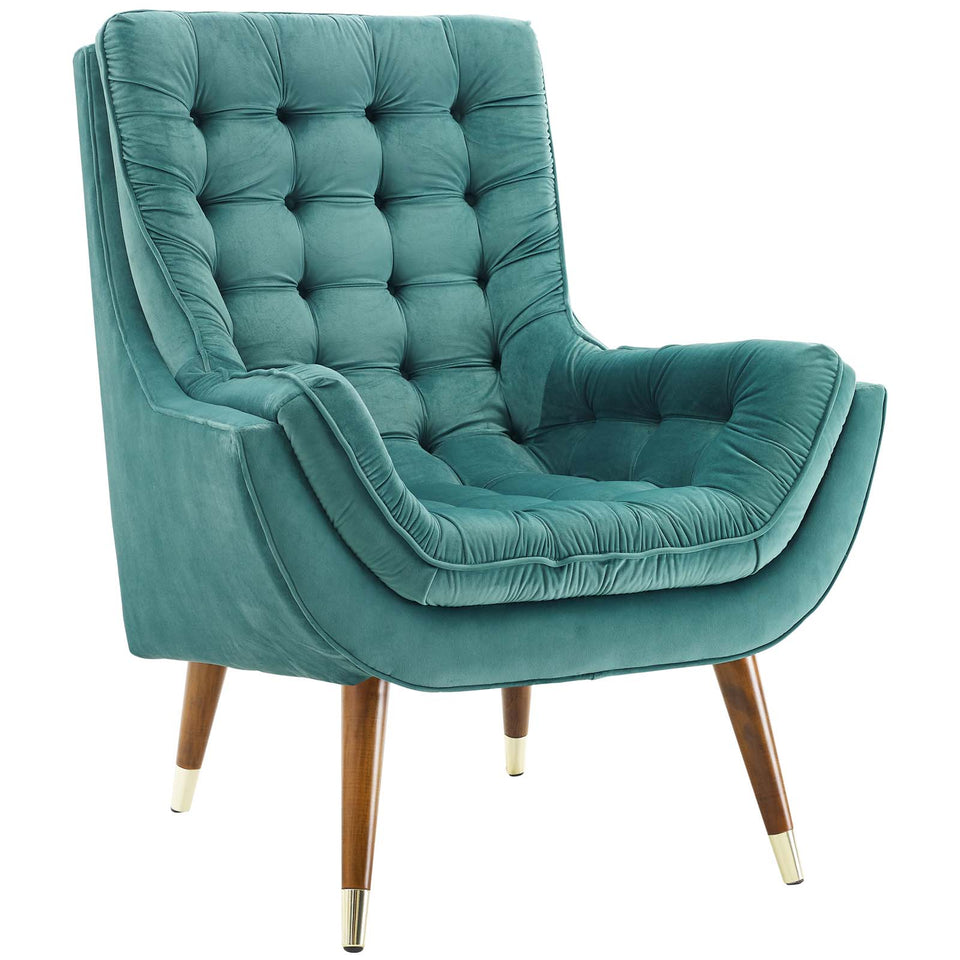 Suggest Button Tufted Performance Velvet Lounge Chair.
