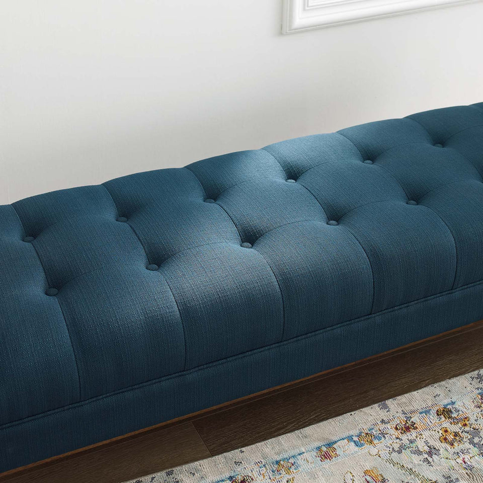 Haven Tufted Button Upholstered Fabric Accent Bench.