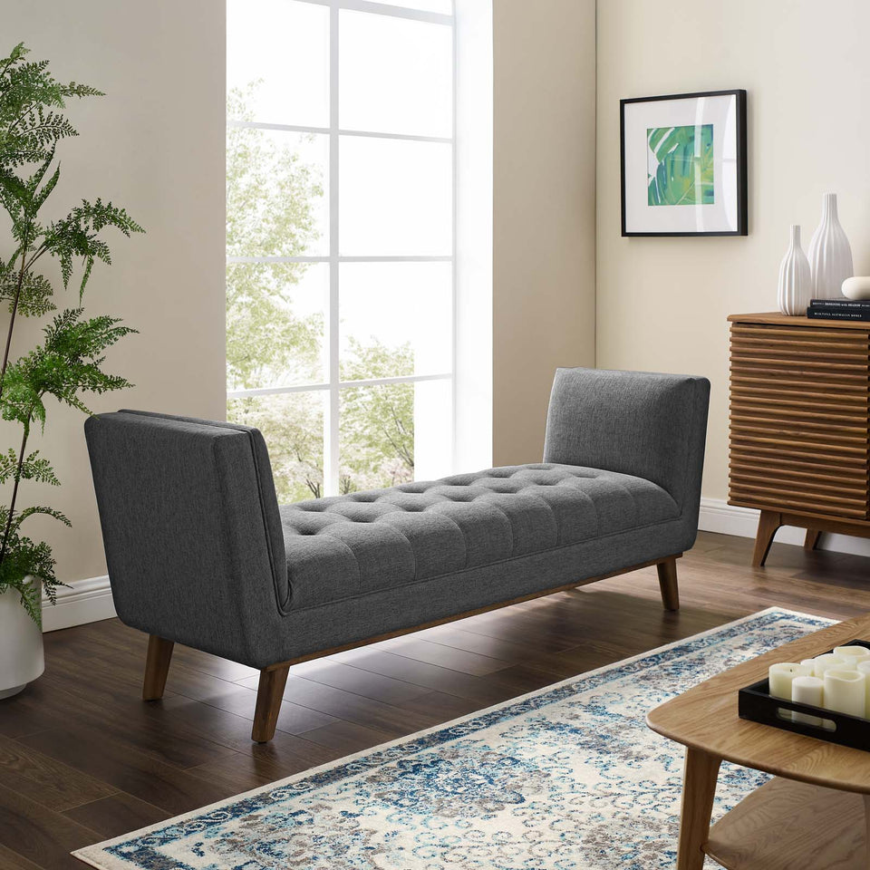 Haven Tufted Button Upholstered Fabric Accent Bench.