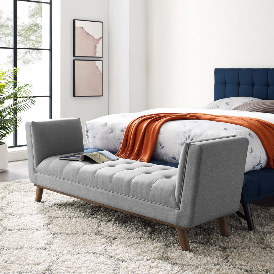 Haven Tufted Button Upholstered Fabric Accent Bench.