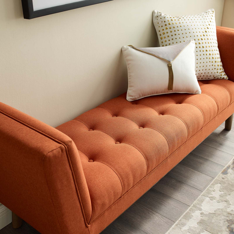 Haven Tufted Button Upholstered Fabric Accent Bench.