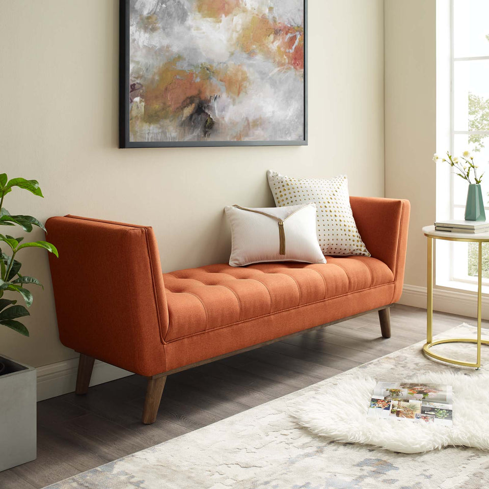 Haven Tufted Button Upholstered Fabric Accent Bench.
