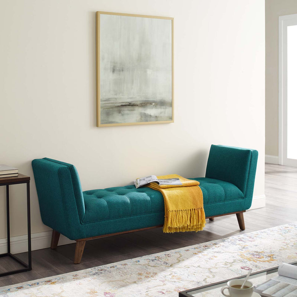 Haven Tufted Button Upholstered Fabric Accent Bench.