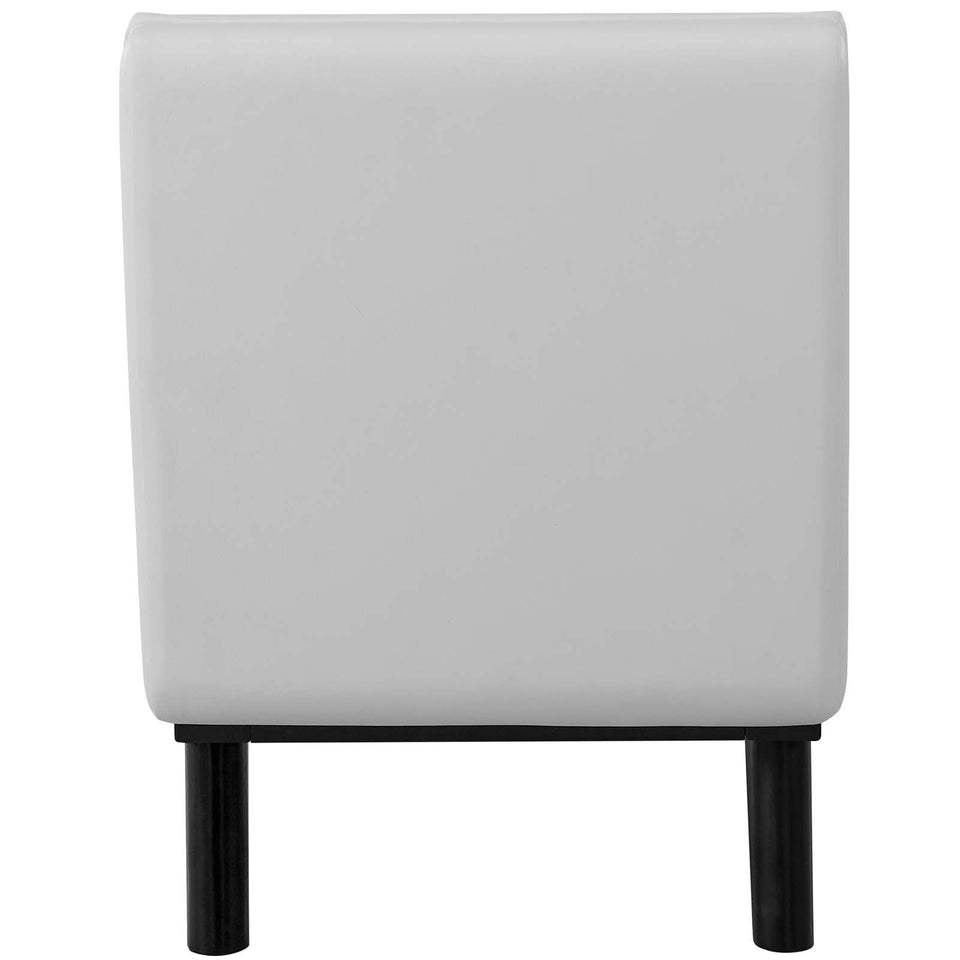 Haven Tufted Button Faux Leather Accent Bench in White.