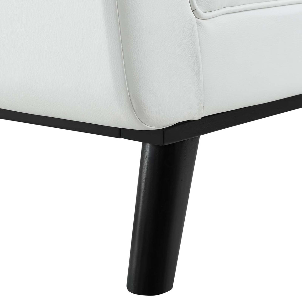 Haven Tufted Button Faux Leather Accent Bench in White.
