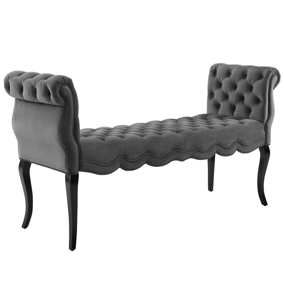 Adelia Chesterfield Style Button Tufted Performance Velvet Bench.
