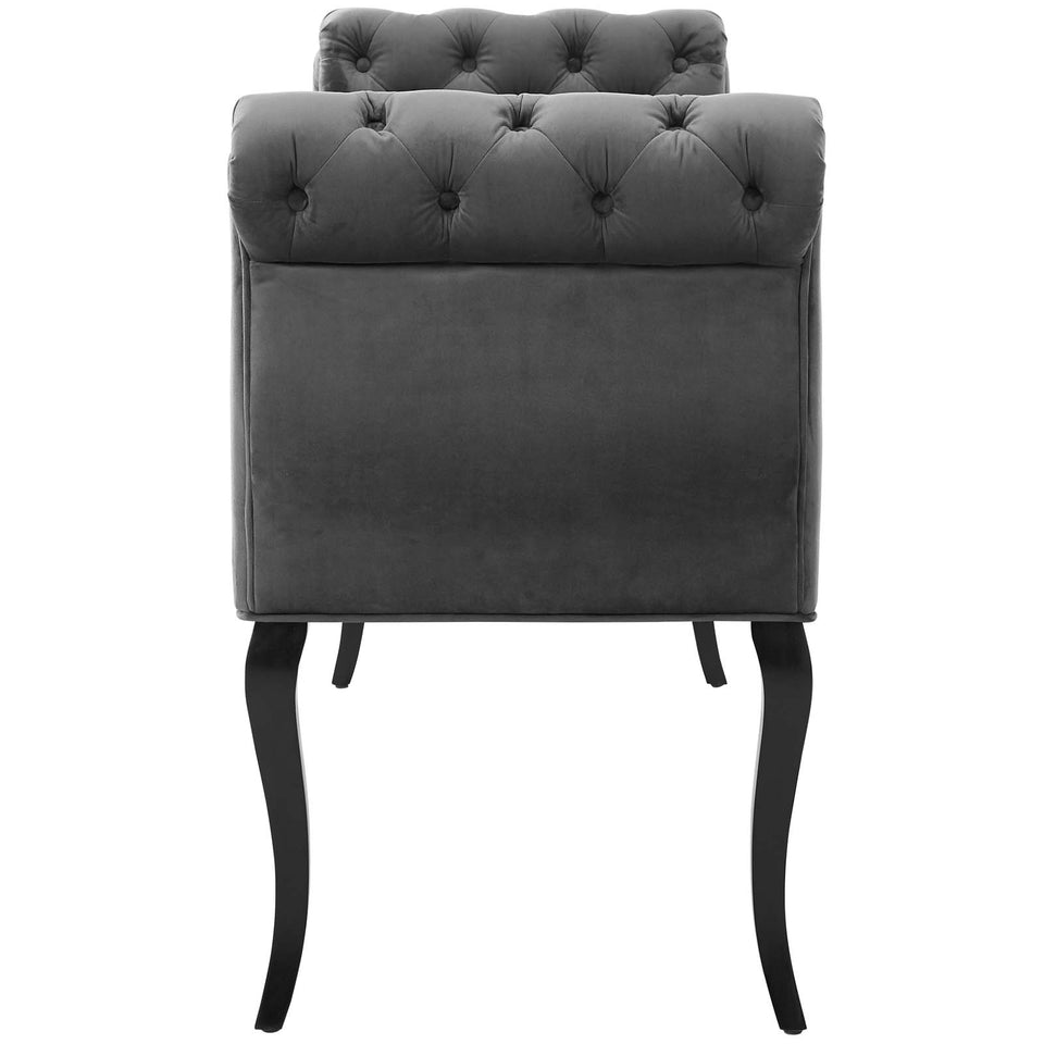 Adelia Chesterfield Style Button Tufted Performance Velvet Bench.