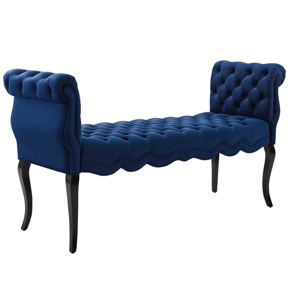 Adelia Chesterfield Style Button Tufted Performance Velvet Bench.