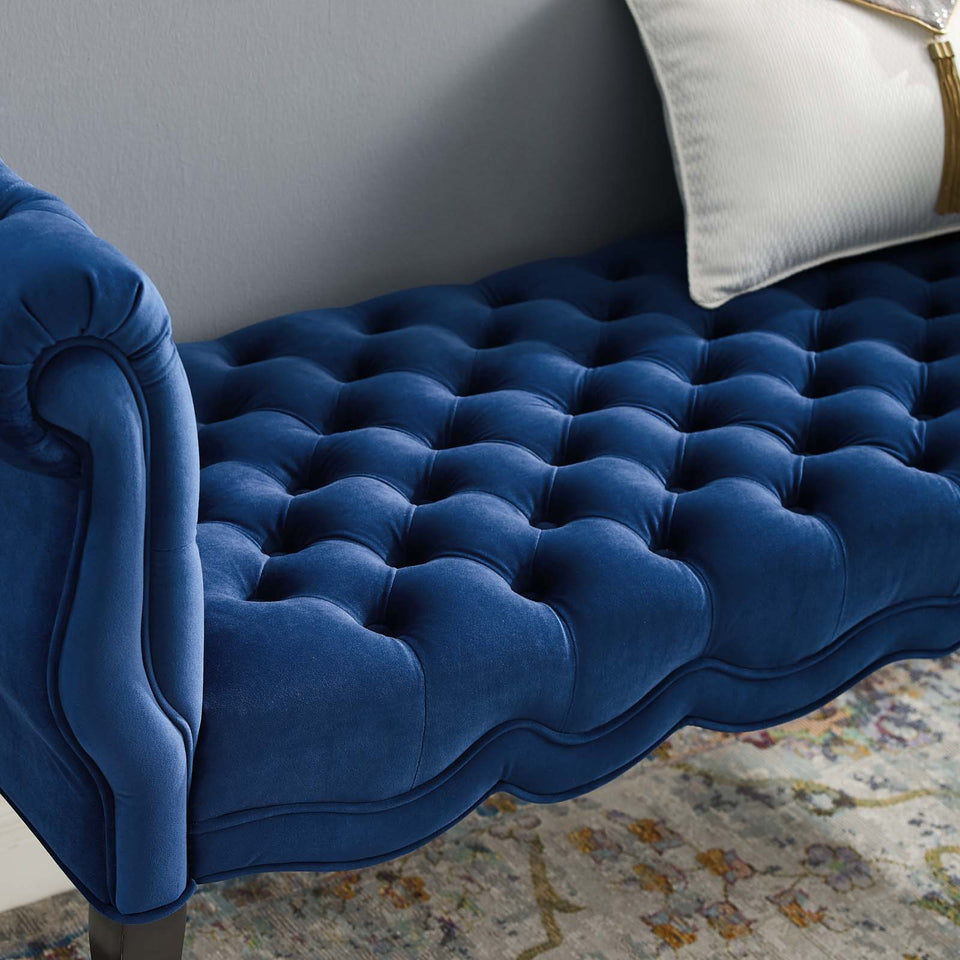 Adelia Chesterfield Style Button Tufted Performance Velvet Bench.