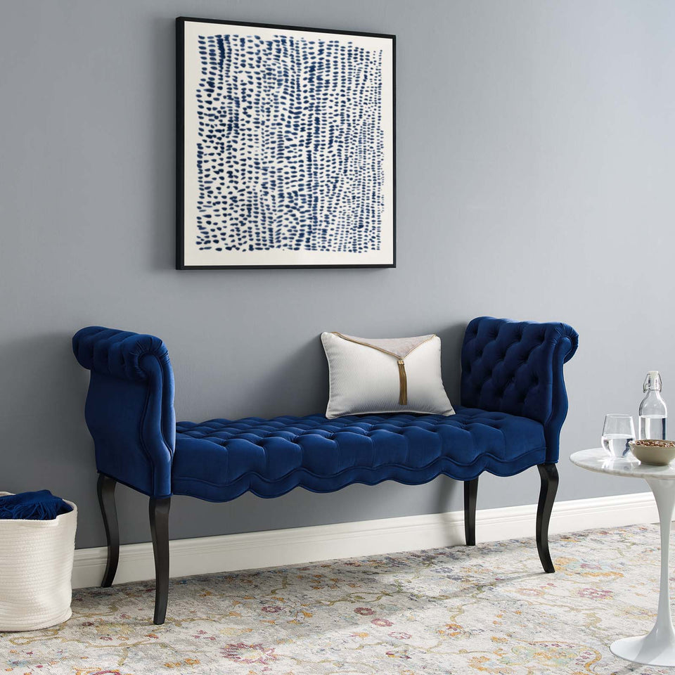 Adelia Chesterfield Style Button Tufted Performance Velvet Bench.