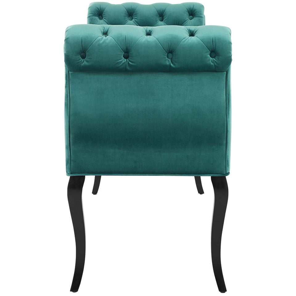 Adelia Chesterfield Style Button Tufted Performance Velvet Bench.