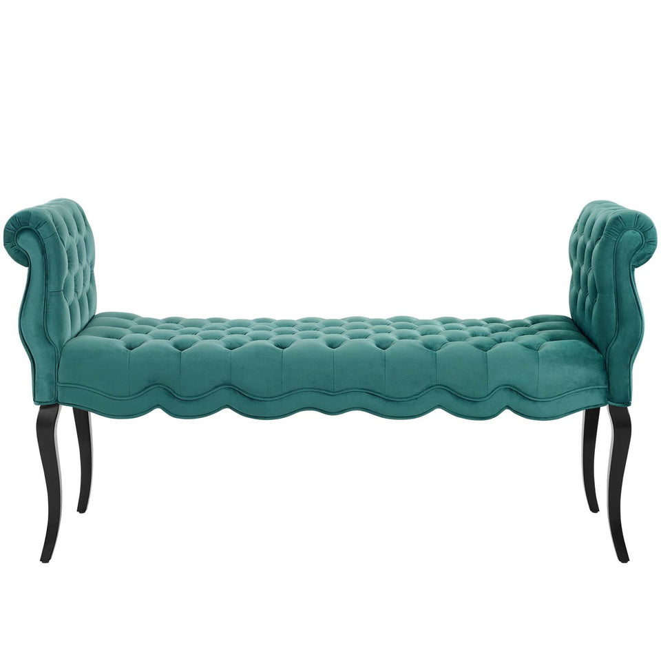 Adelia Chesterfield Style Button Tufted Performance Velvet Bench.