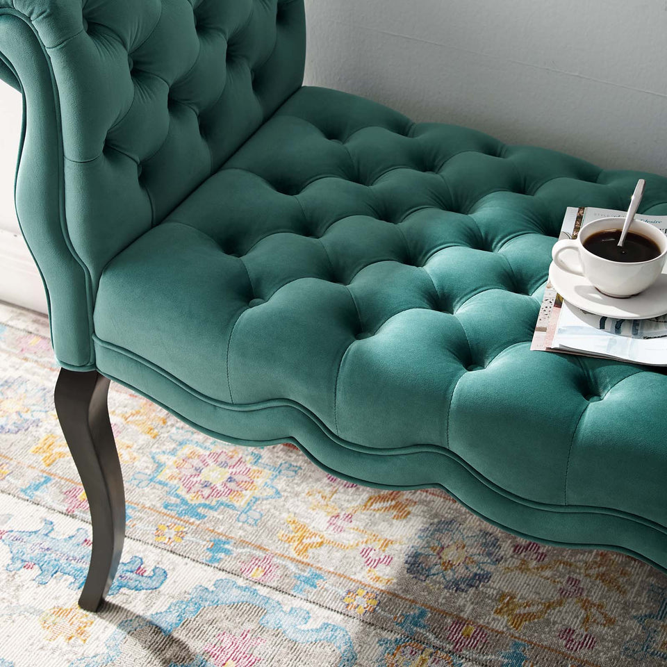 Adelia Chesterfield Style Button Tufted Performance Velvet Bench.