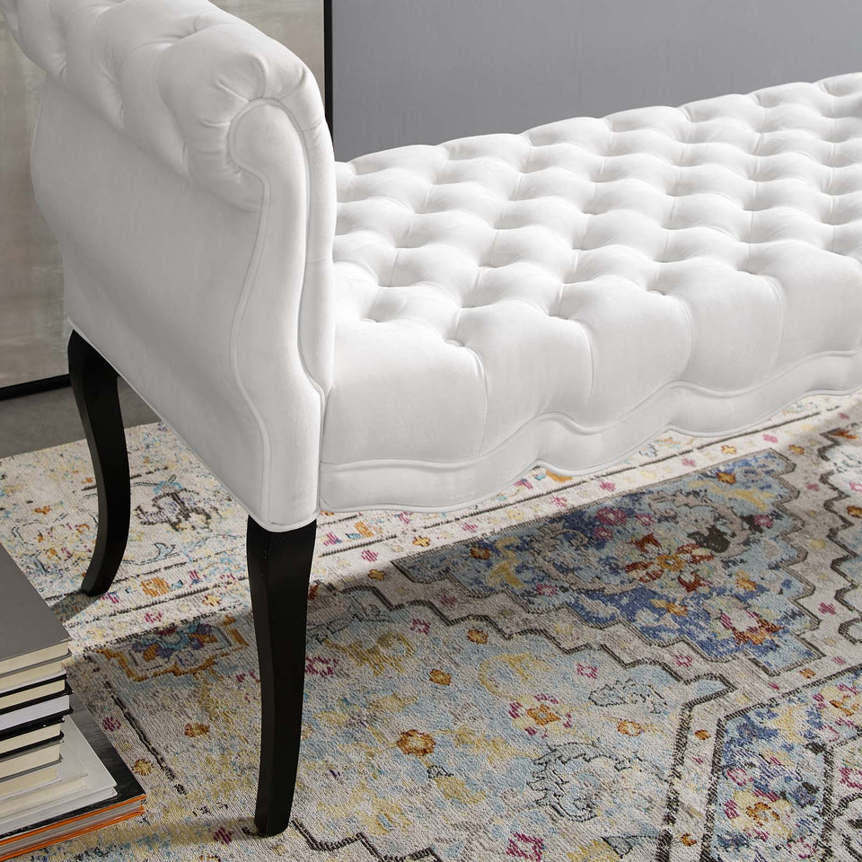 Adelia Chesterfield Style Button Tufted Performance Velvet Bench.