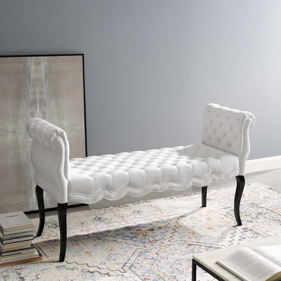 Adelia Chesterfield Style Button Tufted Performance Velvet Bench.