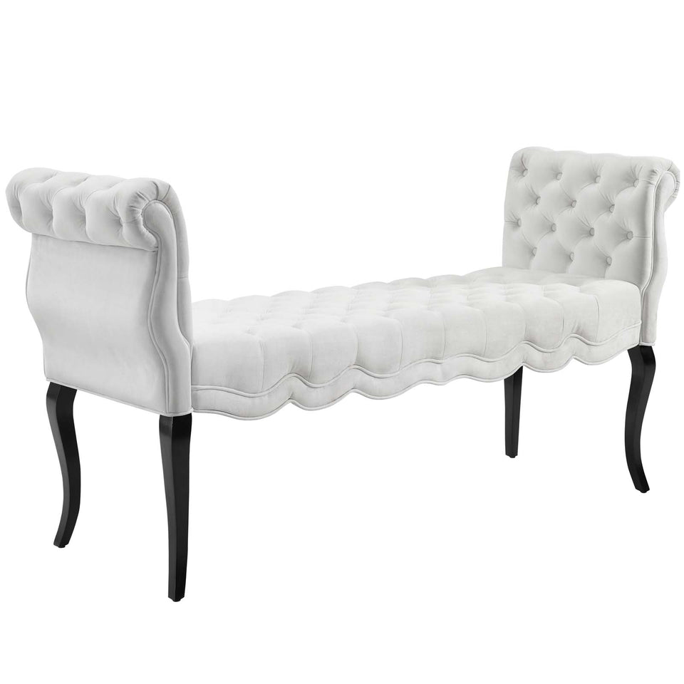 Adelia Chesterfield Style Button Tufted Performance Velvet Bench.