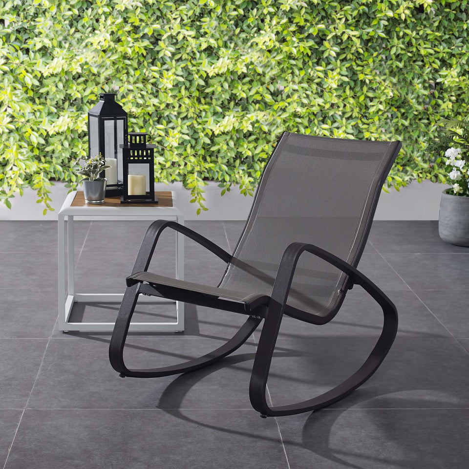 Traveler Rocking Outdoor Patio Mesh Sling Lounge Chair.