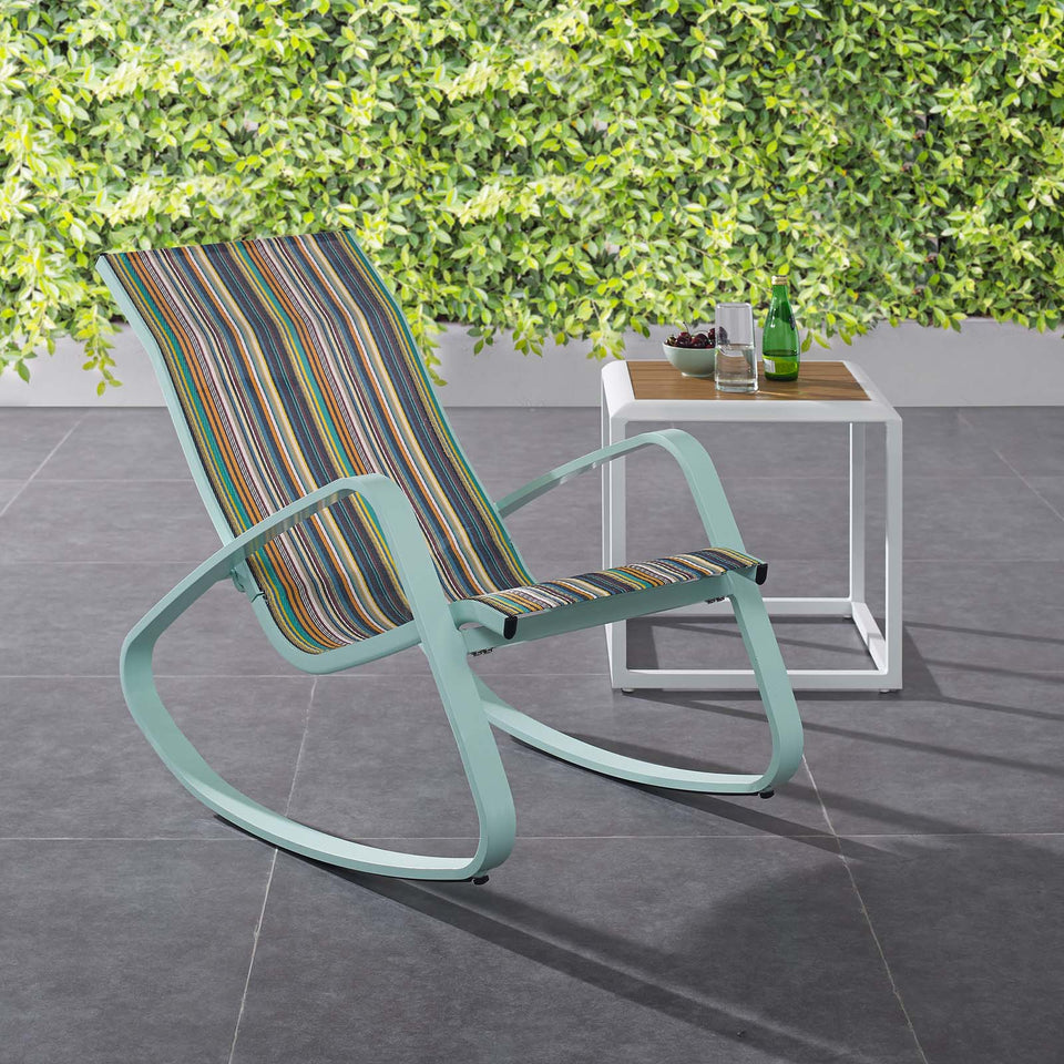 Traveler Rocking Outdoor Patio Mesh Sling Lounge Chair.