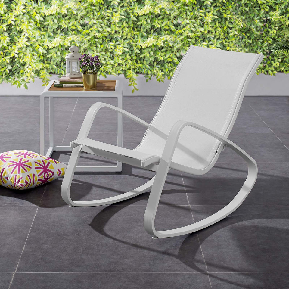 Traveler Rocking Outdoor Patio Mesh Sling Lounge Chair.