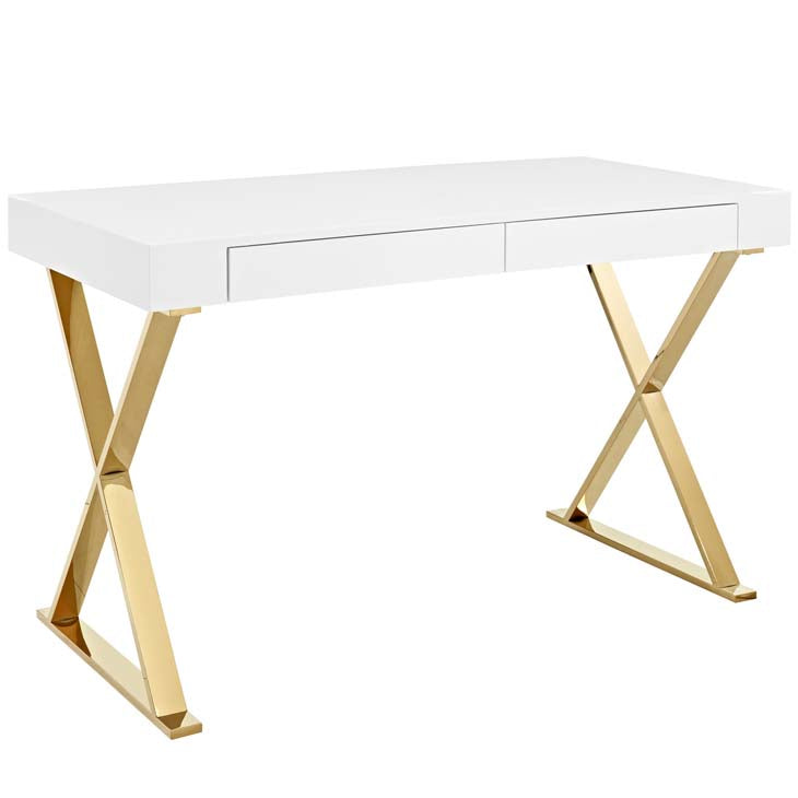 Sector office desk in white gold.