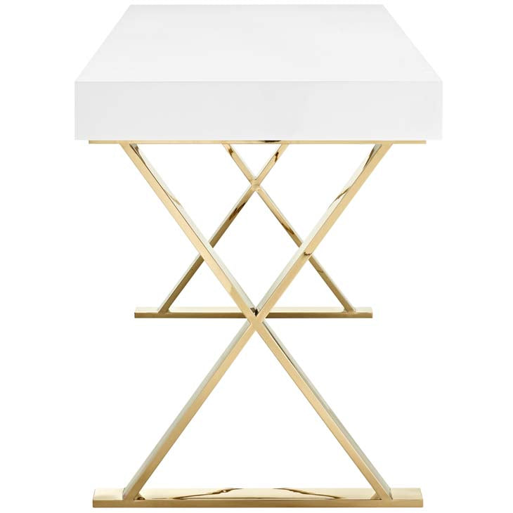 Sector office desk in white gold.