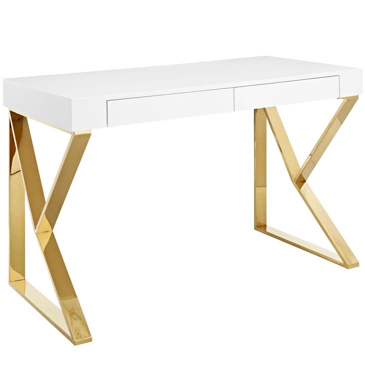 Adjacent desk in white gold.