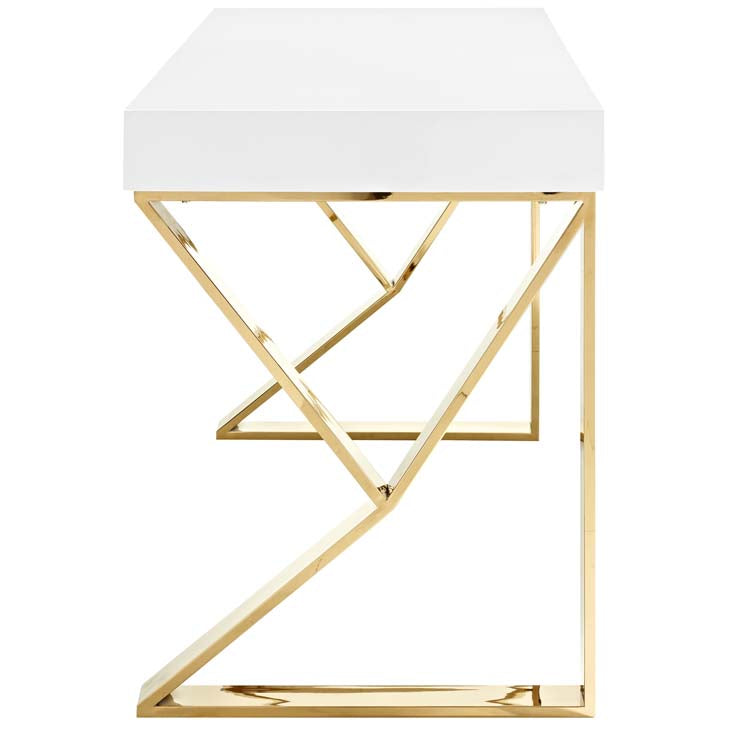 Adjacent desk in white gold.