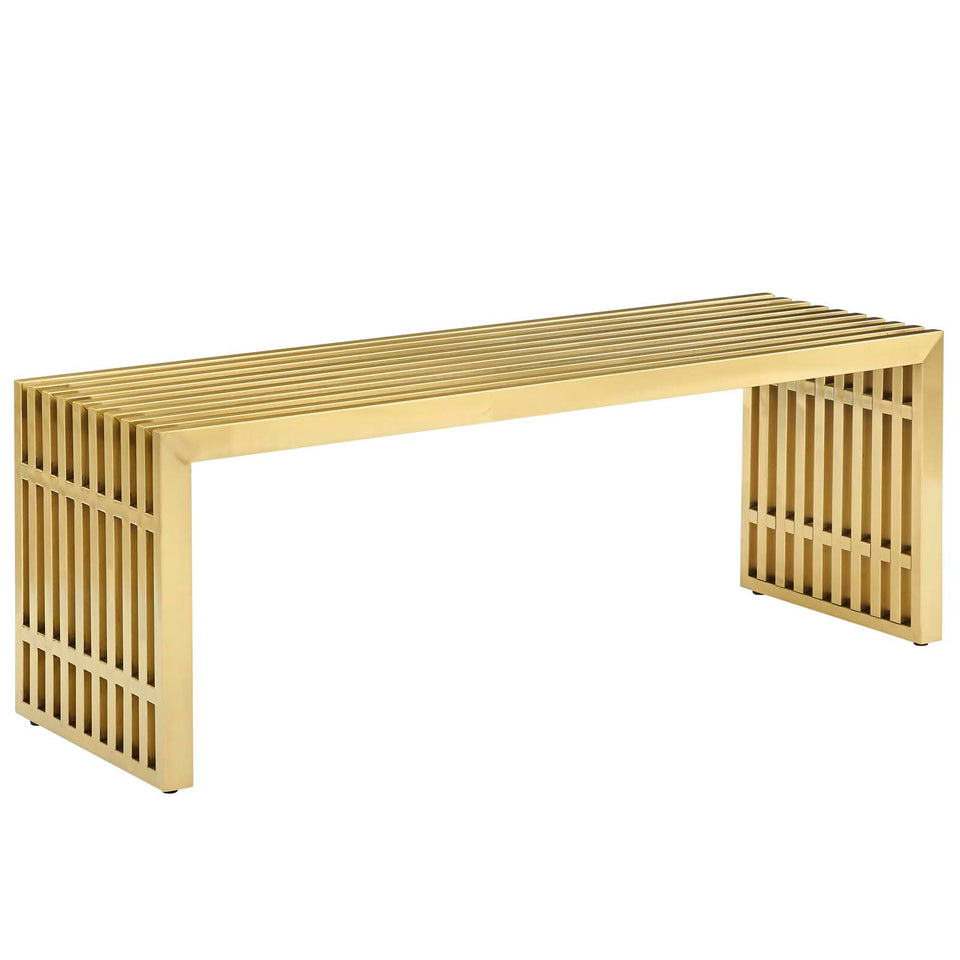Gridiron Medium Stainless Steel Bench in Gold.