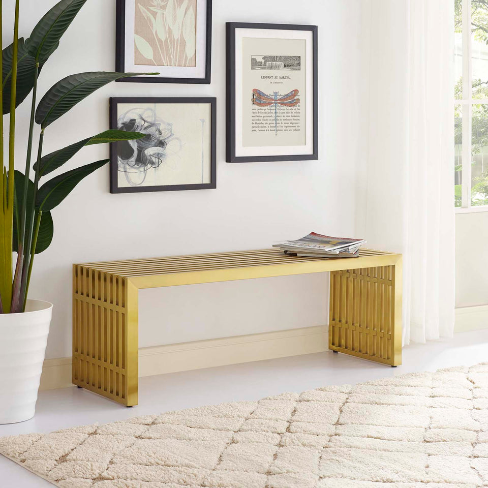 Gridiron Medium Stainless Steel Bench in Gold.
