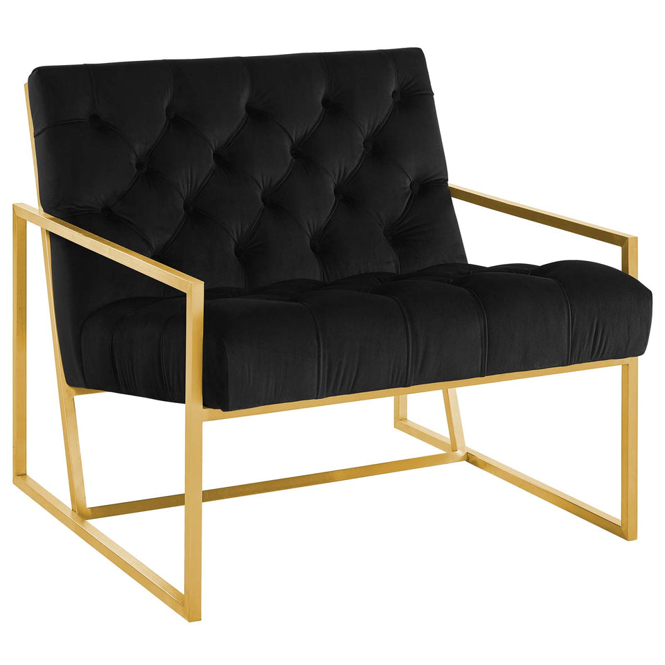Bequest Gold Stainless Steel Performance Velvet Accent Chair.