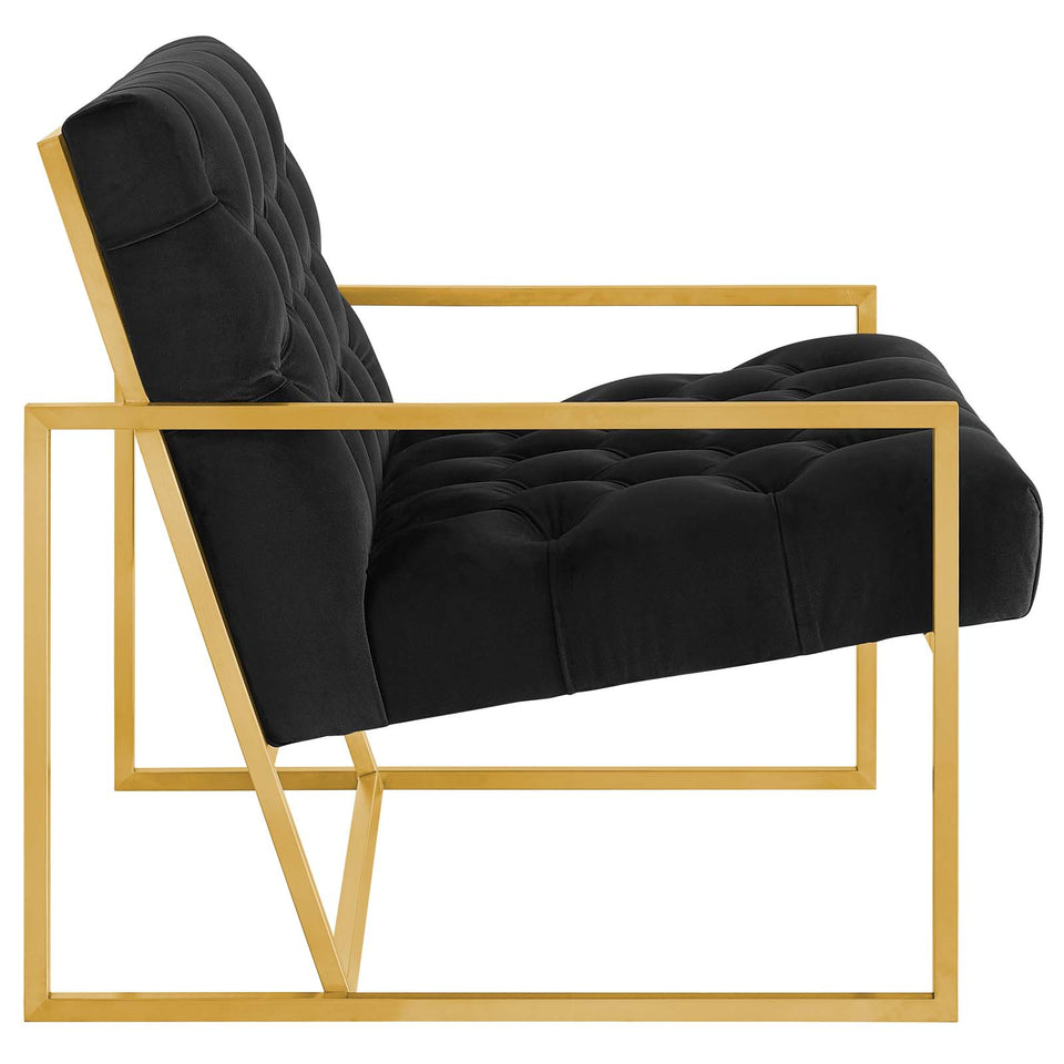 Bequest Gold Stainless Steel Performance Velvet Accent Chair.
