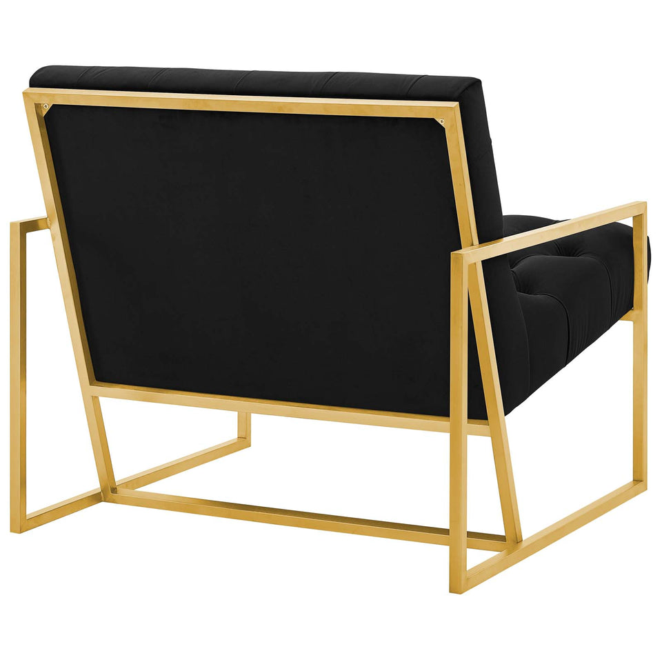 Bequest Gold Stainless Steel Performance Velvet Accent Chair.