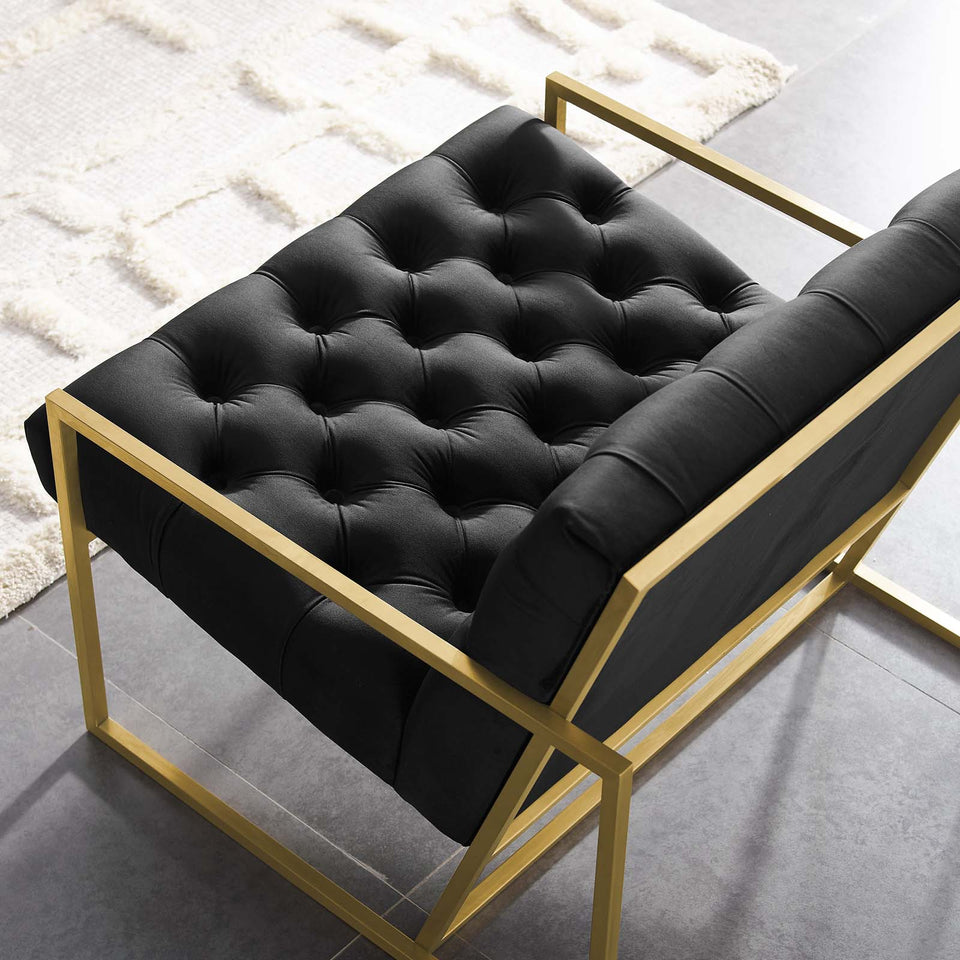 Bequest Gold Stainless Steel Performance Velvet Accent Chair.