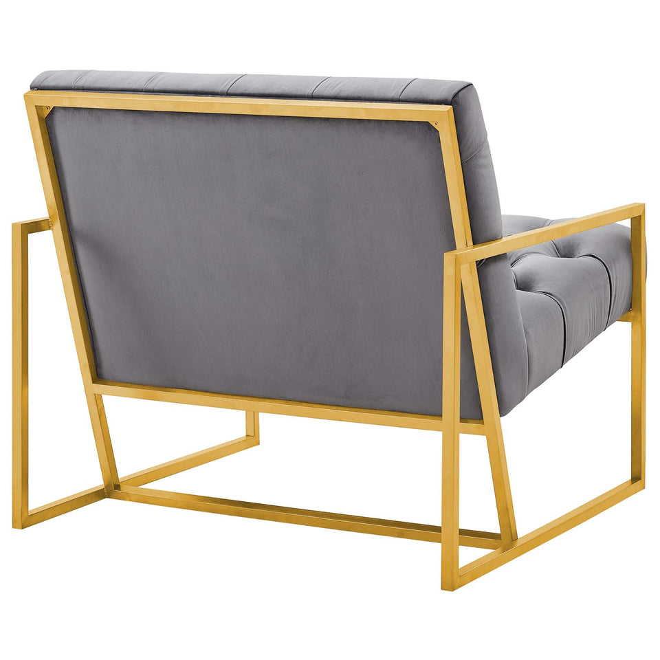 Bequest Gold Stainless Steel Performance Velvet Accent Chair.