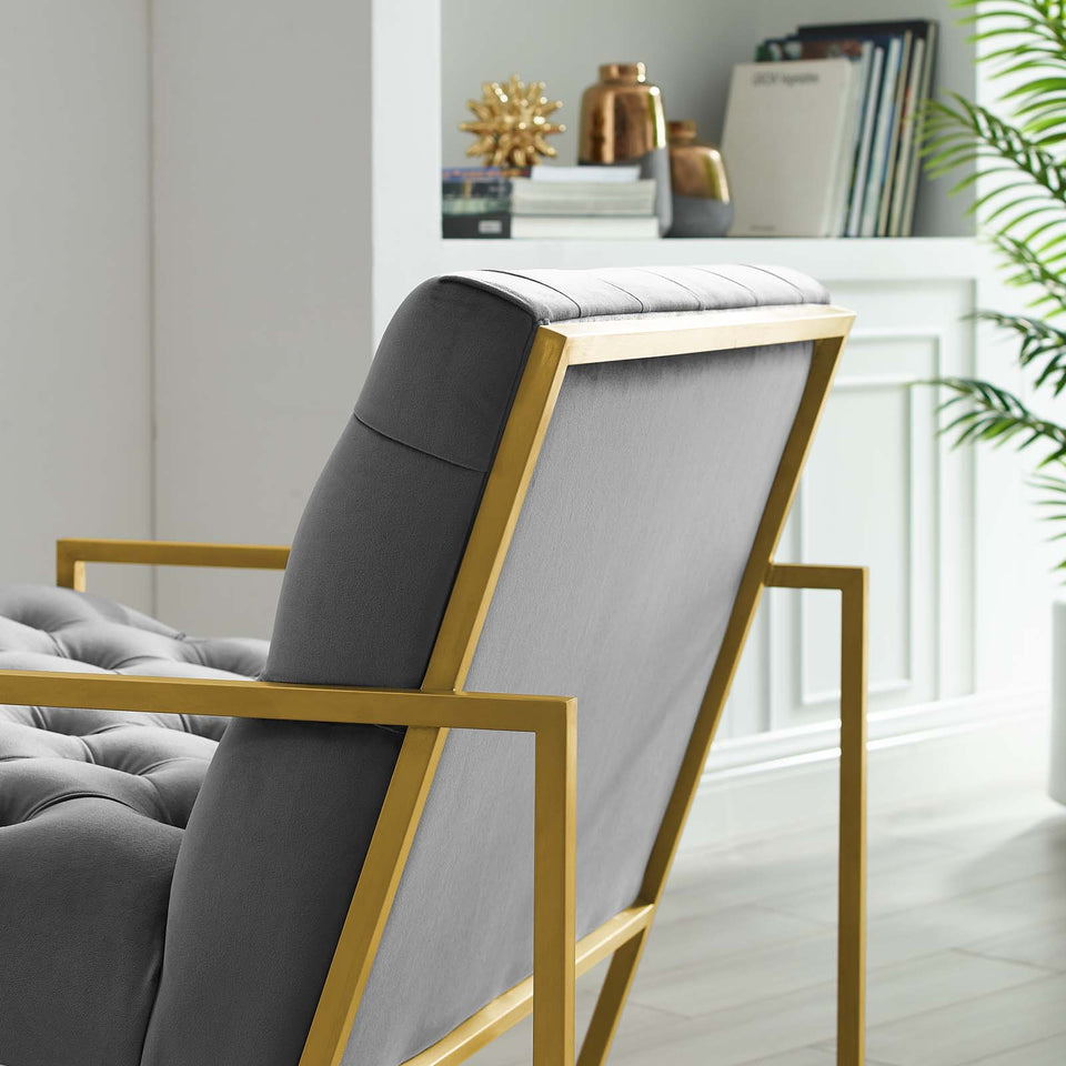 Bequest Gold Stainless Steel Performance Velvet Accent Chair.