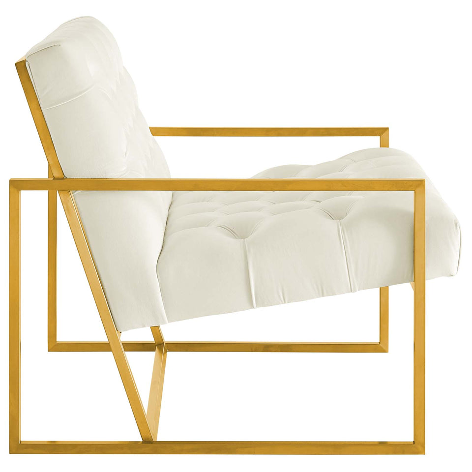 Bequest Gold Stainless Steel Performance Velvet Accent Chair.