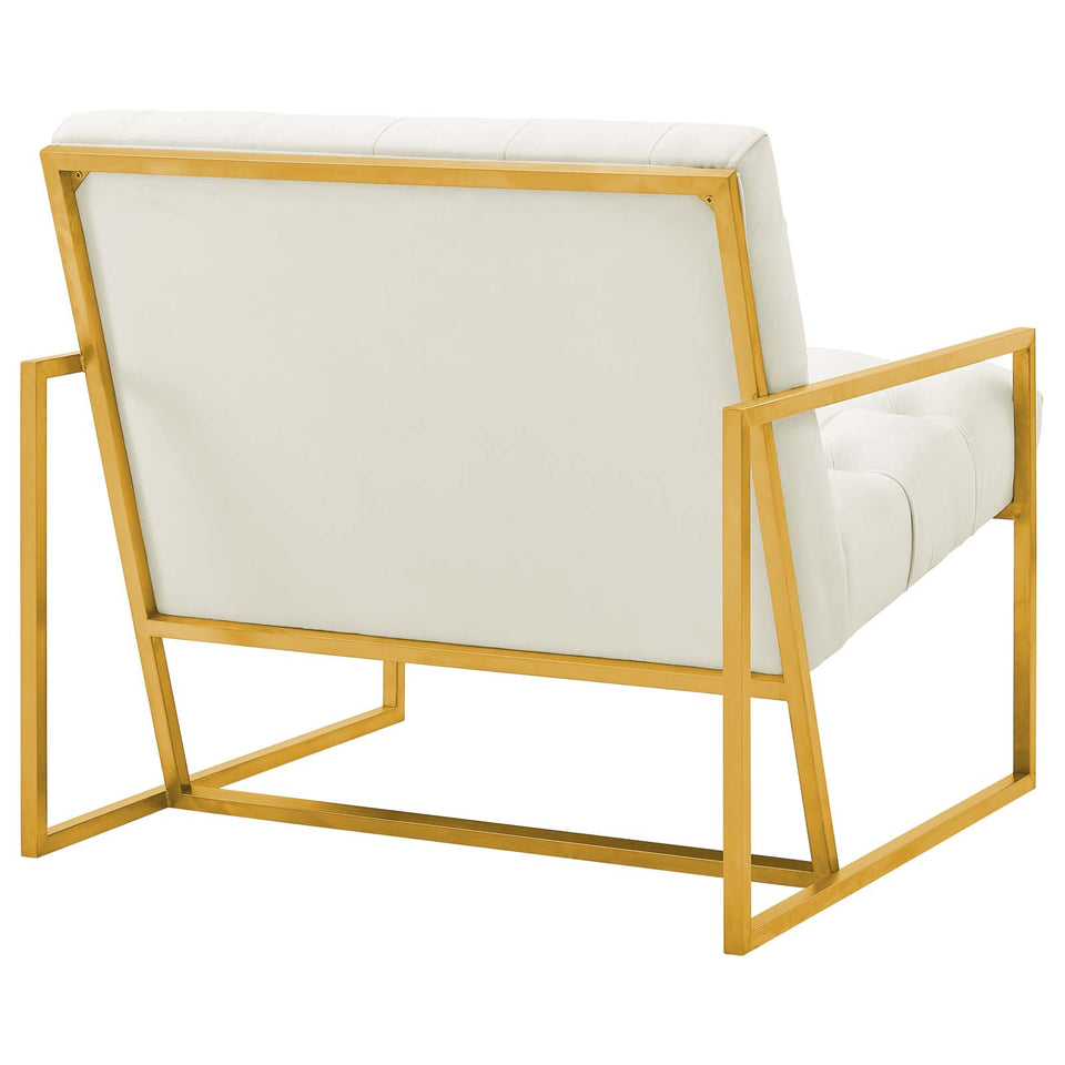 Bequest Gold Stainless Steel Performance Velvet Accent Chair.