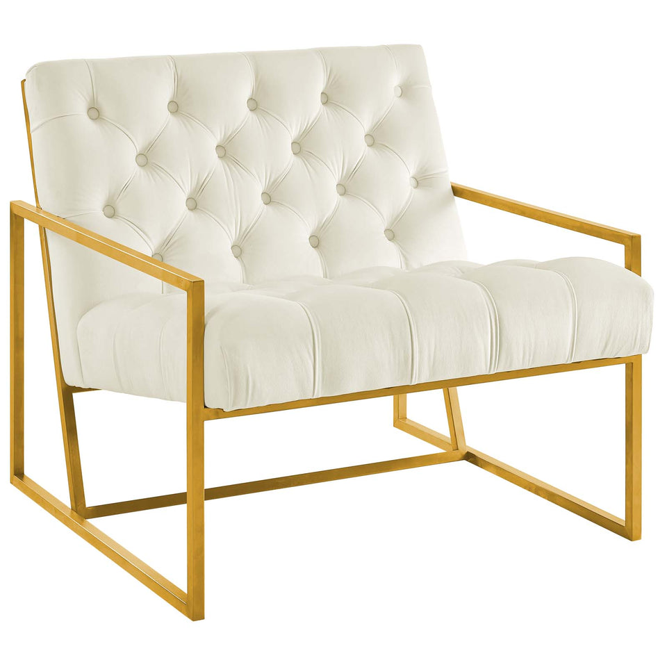 Bequest Gold Stainless Steel Performance Velvet Accent Chair.