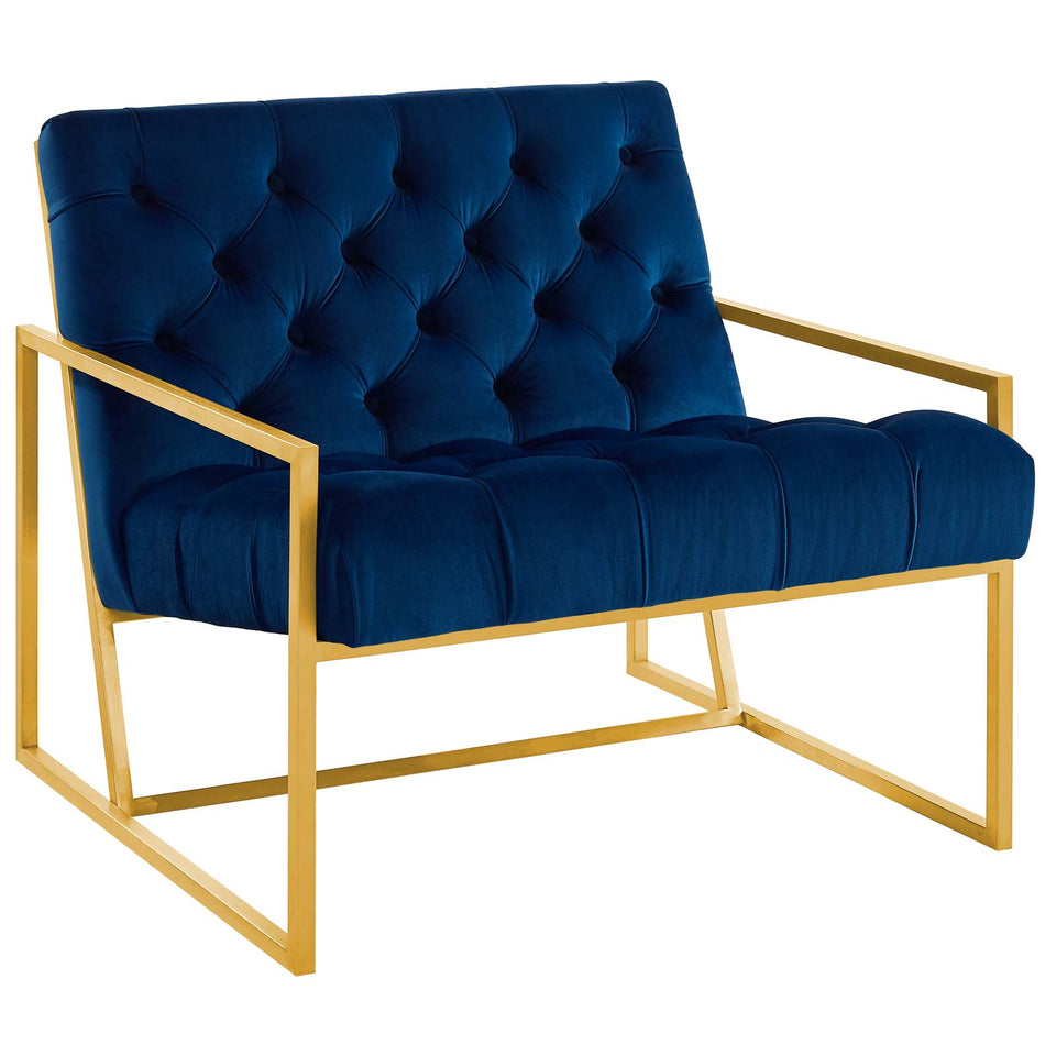 Bequest Gold Stainless Steel Performance Velvet Accent Chair.