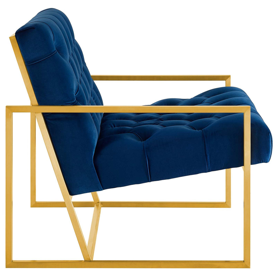 Bequest Gold Stainless Steel Performance Velvet Accent Chair.