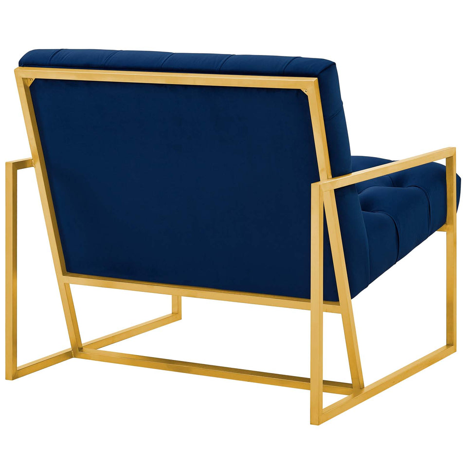 Bequest Gold Stainless Steel Performance Velvet Accent Chair.