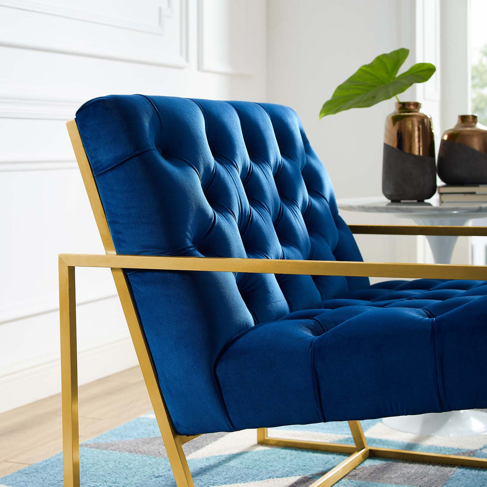 Bequest Gold Stainless Steel Performance Velvet Accent Chair.