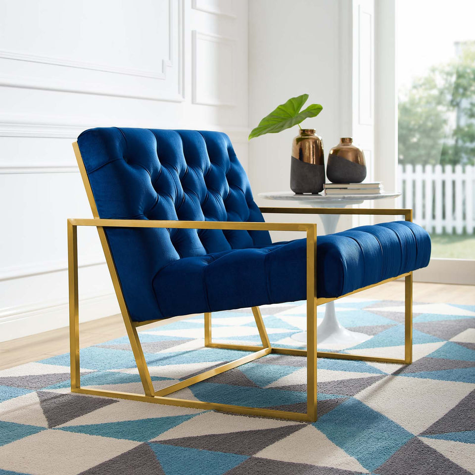 Bequest Gold Stainless Steel Performance Velvet Accent Chair.
