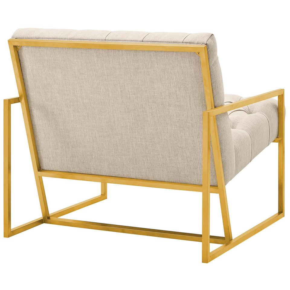 Bequest Gold Stainless Steel Upholstered Fabric Accent Chair.