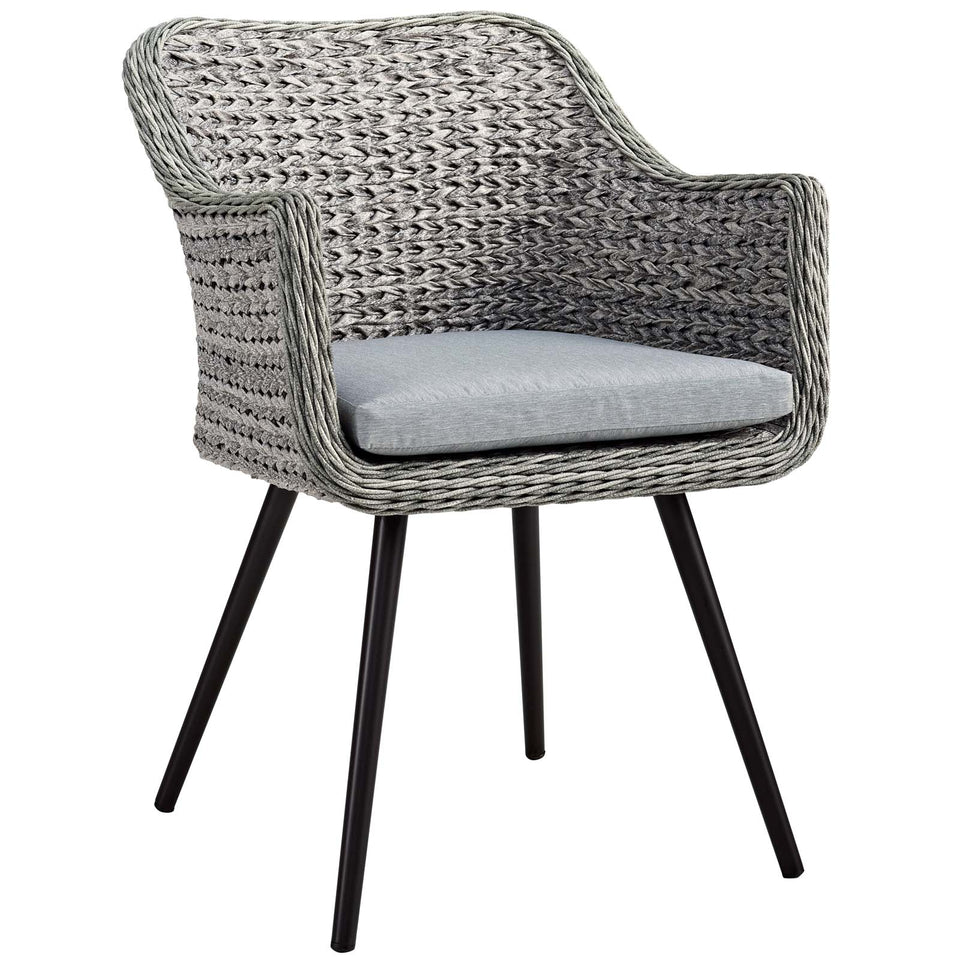 Endeavor 3 Piece Outdoor Patio Wicker Rattan Dining Set in Gray Gray.
