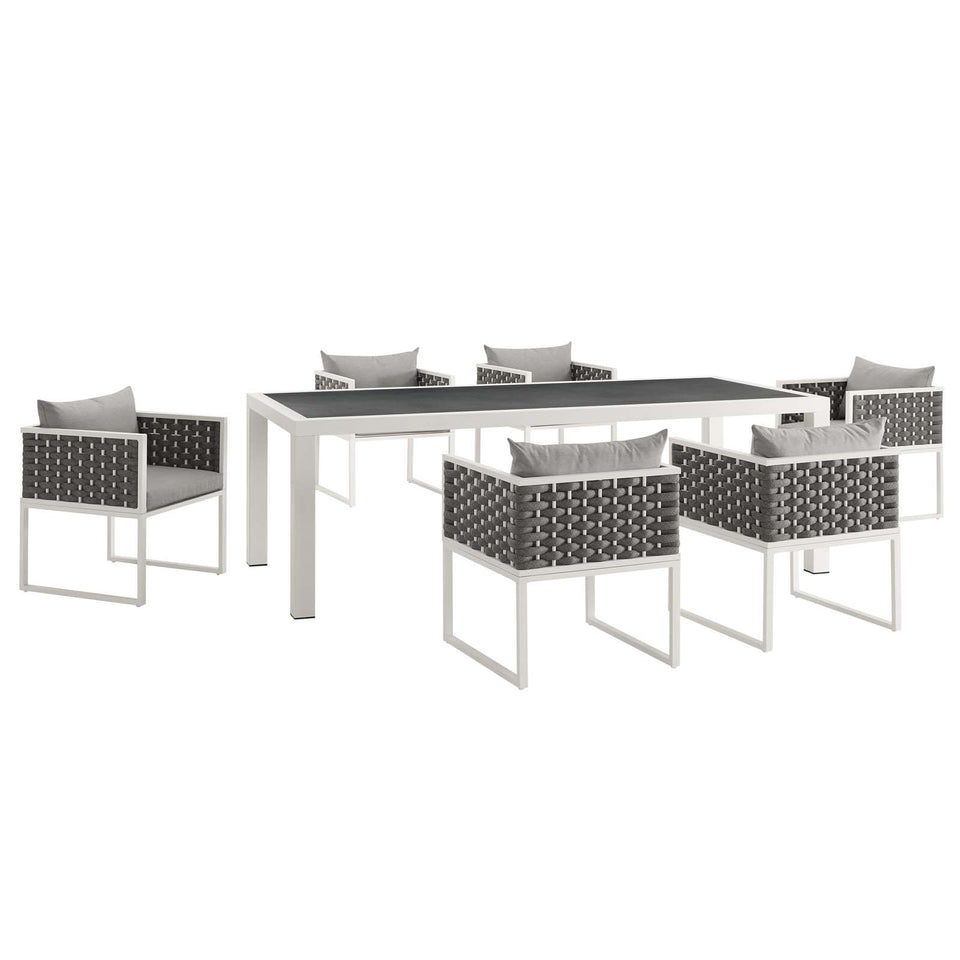 Stance 7 Piece Outdoor Patio Aluminum Dining Set.