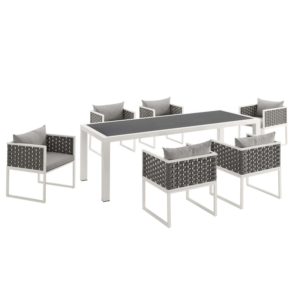 Stance 7 Piece Outdoor Patio Aluminum Dining Set.