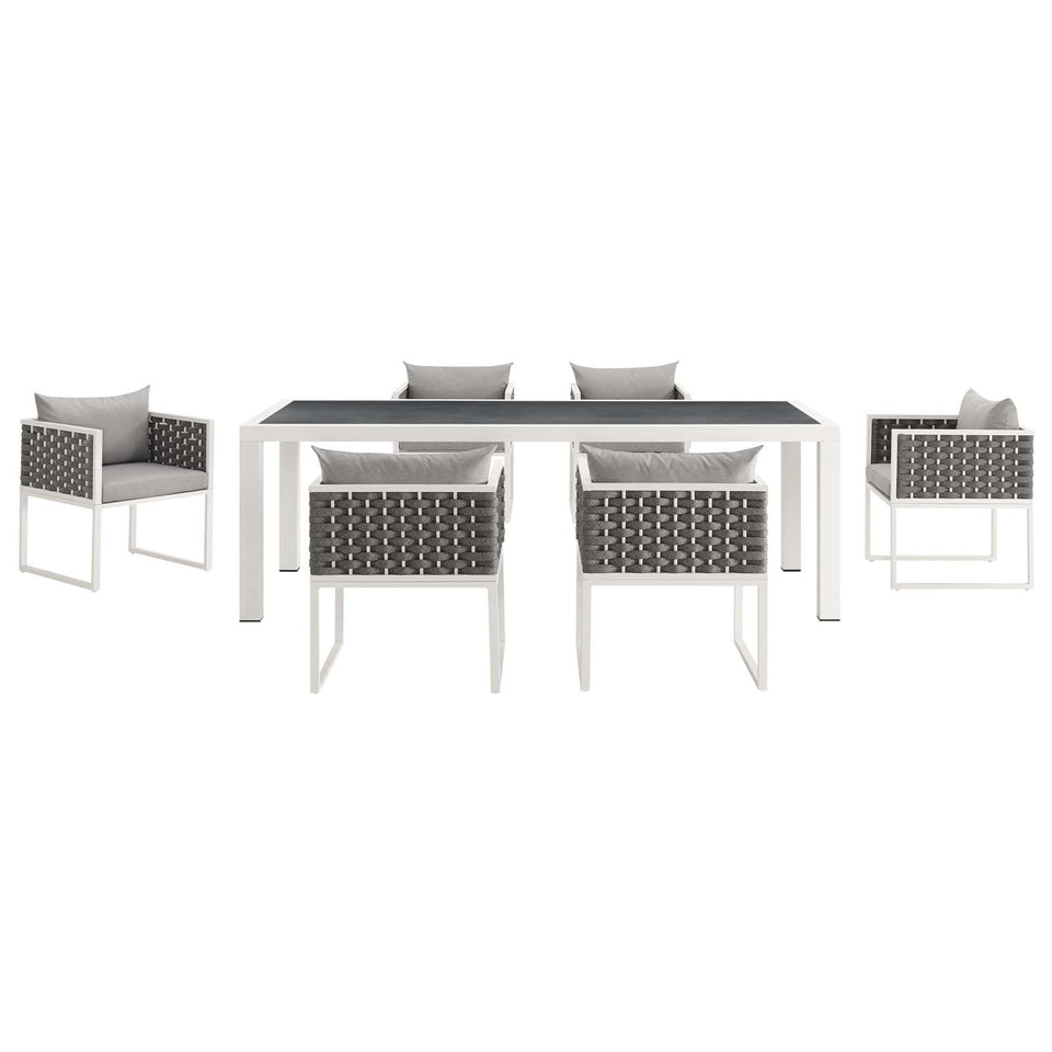 Stance 7 Piece Outdoor Patio Aluminum Dining Set.